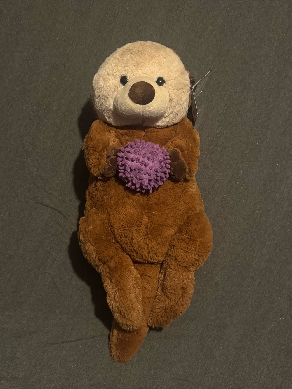 Fiesta Brown and Cream Otter Plush with Purple Textured Ball